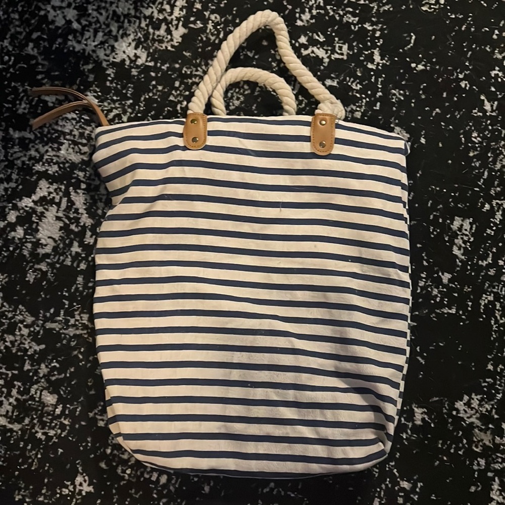 Summer & Rose Nautical Navy & White Striped Bag